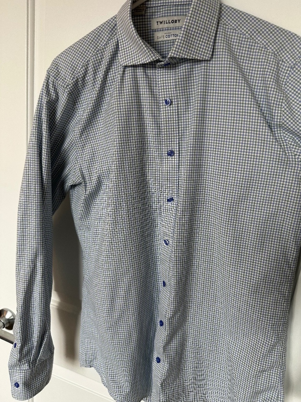 Twillory cotton dress shirt - Blue/Green plaid